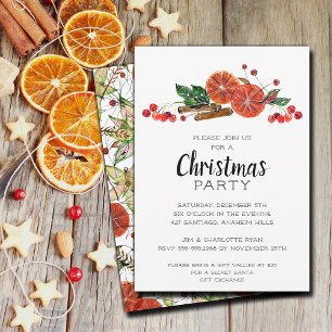 Elegante Orangefarbene Scheiben und Zimt Weihnacht Einladung