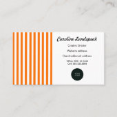 Elegante orangefarbene und weiße Streifen mit Logo Visitenkarte (Vorderseite)