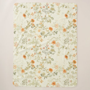 Elegante orangefarbene Wildblumen Aquarell Sherpadecke