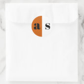 Elegante Orangen-Monogramm-Umschlag Aufkleber (Tasche)