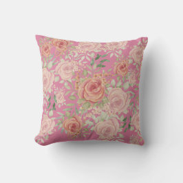 Elegante Orangen- und Blütenfarben Rose Wasserfarb Kissen