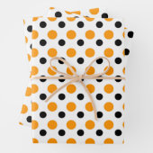 Elegante Orangen- und schwarze Polka-Punkte Geschenkpapier Set (Beispiel)