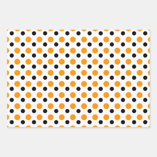 Elegante Orangen- und schwarze Polka-Punkte Geschenkpapier Set (Vorderseite)