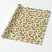 Elegante Orangen- und Weihnachtsbaumzweige Geschenkpapier (Ungerollt)