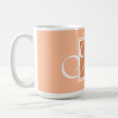 Elegante Orangen-Weiß-Monogramm-Schriftzeichen-Top Kaffeetasse (Links)