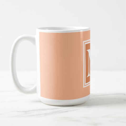 Elegante Orangen-Weiß-Monogramm-Schriftzeichen-Top Kaffeetasse (Links)