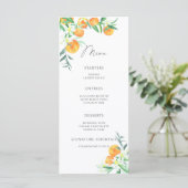 Elegante Orangen Zitrusfrüchte minimalistisches Me Menükarte (Stehend Vorderseite)