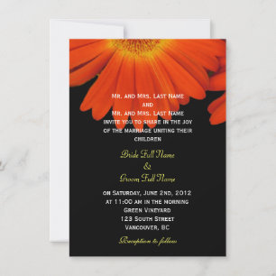 Elegante Orangengerbera-Blume Hochzeit Einladung