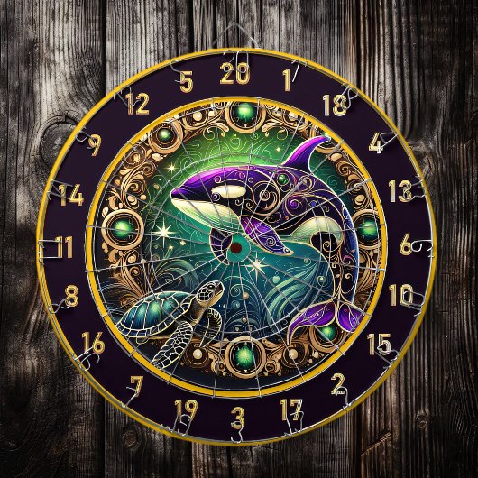 Elegante Orca Turtle Dartboard Artwork Dartscheibe