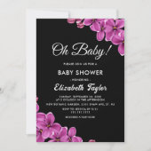 Elegante Orchid Blume Black Floral Baby Dusche Einladung (Vorderseite)