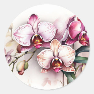 Elegante Orchid-Blume faszinieren Wasserfarben Runder Aufkleber