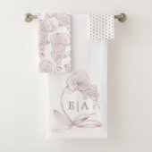 Elegante Orchid Botanical Monogram Wedding Badhandtuch Set (Insitu)