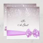 Elegante Orchid Bow Glitzern Babydusche Einladung (Vorne/Hinten)