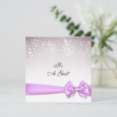 Elegante Orchid Bow Glitzern Babydusche Einladung (Stehend Vorderseite)