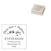 Elegante Orchid Couple Floral Rücksendeadresse Gummistempel (Stempel)