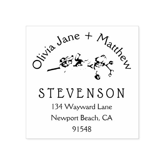 Elegante Orchid Couple Floral Rücksendeadresse Gummistempel (Prägung)