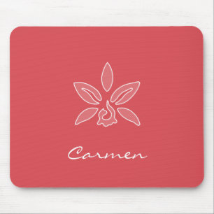 Elegante Orchid einfache Hot Red-Blume mit Namen Mousepad