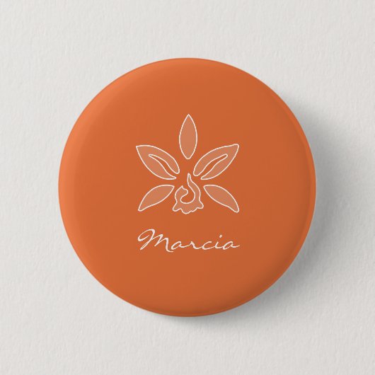 Elegante Orchid einfache, reichhaltige orange Blum Button (Vorderseite)