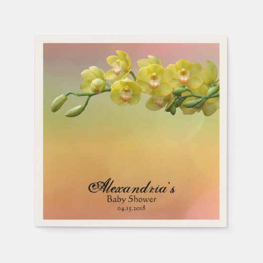 Elegante Orchid Floral Custom Baby Dusche Serviette (Vorderseite)