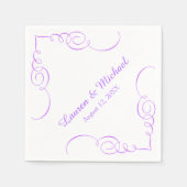 Elegante Orchid Lavender Swirl Border Wedding Serviette (Vorderseite)