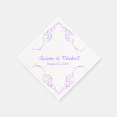 Elegante Orchid Lavender Swirl Border Wedding Serviette (Ecke)