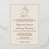 Elegante Orchid Monogram Gold Foil Formal Wedding Folieneinladung (Vorderseite)