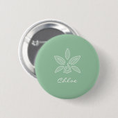 Elegante Orchid Simple Spring Green Blume und Name Button (Vorne & Hinten)