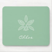 Elegante Orchid Simple Spring Green Blume und Name Mousepad (Vorne)