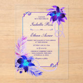 Elegante Orchid Wedding Acryleinladungen (Vorderseite)