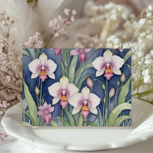 Elegante Orchid Wedding RSVP Card Pastel Einladung