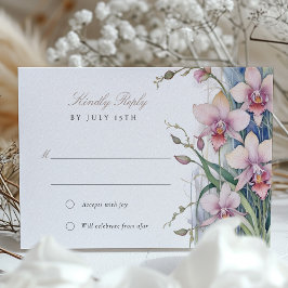 Elegante Orchid Wedding RSVP Card Pastel Einladung