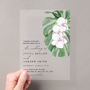 Elegante Orchidee auf tropischem Blatt Schrift Hoc Acryleinladungen
