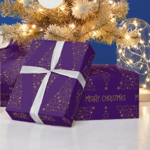 Elegante Orchidee Lila Goldener Weihnachtsbaum Mus Geschenkpapier