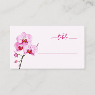 Elegante Orchideen-Blumenillustration in Rosa Platzkarte