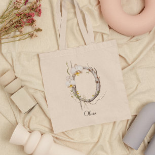 Elegante Orchideen Blumenmonogramm O Benutzerdefin Tragetasche