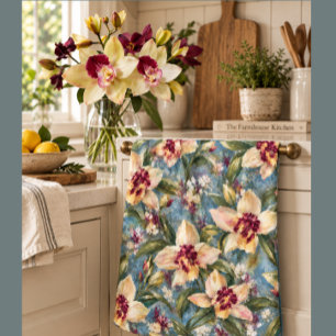Elegante Orchideen-Blumentücher Cottage-Küche Geschirrtuch