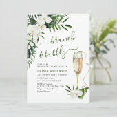 Elegante Orchideen Bohemisch BRUNCH & BUBBLY Einladung (Stehend Vorderseite)