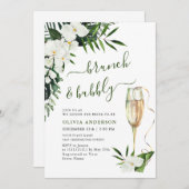 Elegante Orchideen Bohemisch BRUNCH & BUBBLY Einladung (Vorne/Hinten)