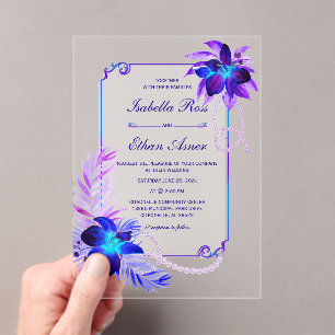 Elegante Orchideen-Hochzeit Acryleinladungen