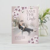 Elegante Orchideen-Hochzeit Save the Date (Stehend Vorderseite)