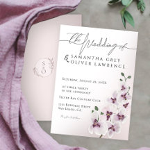 Elegante Orchideen-Minimalismus-Hochzeitseinladung