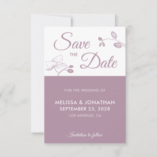 Elegante Orchideen Moderne Blumen Save the Date (Vorderseite)