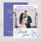 Elegante Orchideen Modernes lila HochzeitsFoto Dankeskarte (Vorne/Hinten)