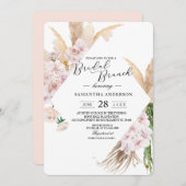 Elegante Orchideen & Pampas Schönheitsrahmen Einladung (Vorne/Hinten)