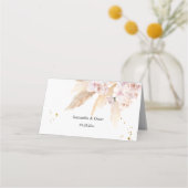 Elegante Orchideen & Pampas Schönheitsrahmen Platzkarte (Rückseite)