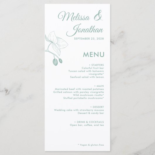 Elegante Orchideen Romantische Blumen Moderne Hoch Menükarte (Vorderseite)