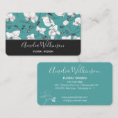 Elegante Orchideen schwarz-weiß Blumen delikat aqu Visitenkarte (Vorne/Hinten)