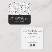 Elegante Orchideen schwarz-weiß Blumen delikaten C Quadratische Visitenkarte (Vorne/Hinten)