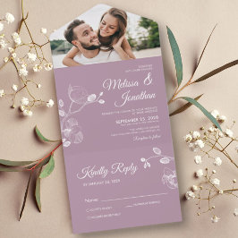 Elegante Orchideen staubige lila Blumenhochzeit All In One Einladung