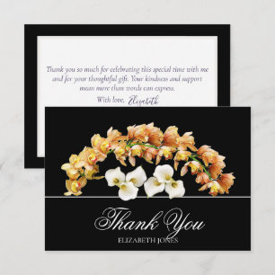 Elegante Orchideen- und Lilien-Hochzeits-Dankeskar Dankeskarte